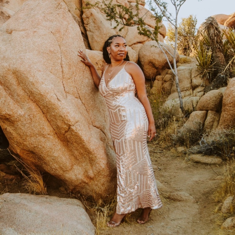 Sequin Evening Gown. Solid Gold. - image 3